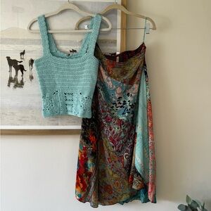 Crochet Knit Women Top - Light Blue